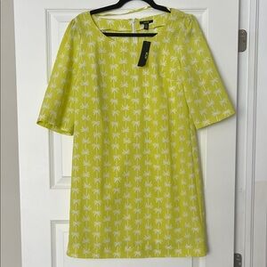 Jacob Yellow Mini Dress with White Palm Print